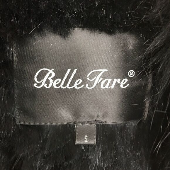 BELLE FARE COPENHAGEN KNIT REAL REX FUR VEST WITH RACCOON TRIM IN BLACK Size S - Picture 10 of 11